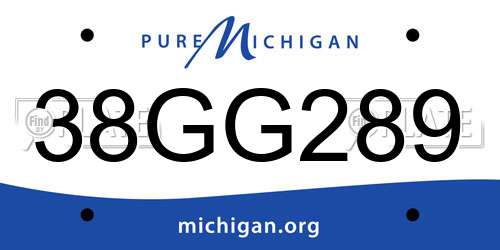 38GG289 Michigan License Plate