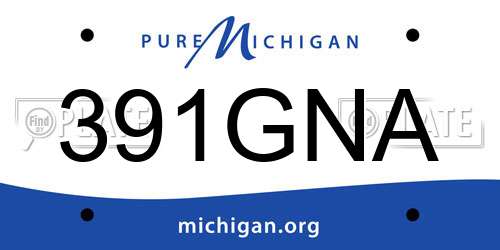 391GNA Michigan License Plate