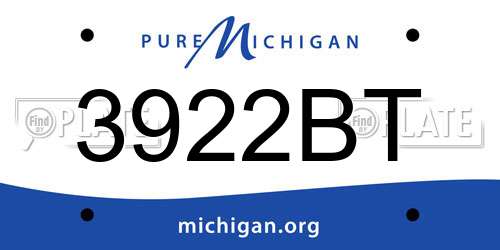 3922BT Michigan License Plate