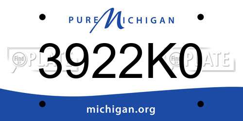 3922K0 Michigan License Plate