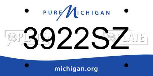 3922SZ Michigan License Plate