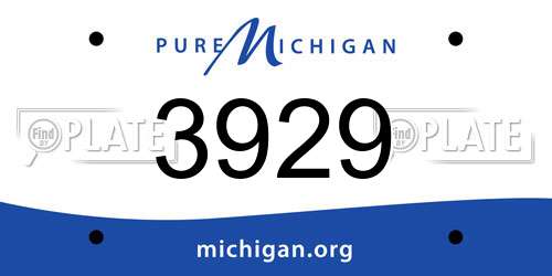 3929 Michigan License Plate