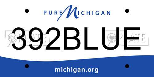 392BLUE Michigan License Plate