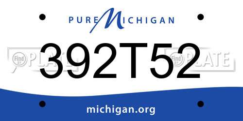 392T52 Michigan License Plate