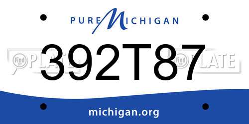 392T87 Michigan License Plate