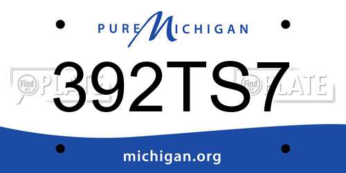 392TS7 Michigan License Plate