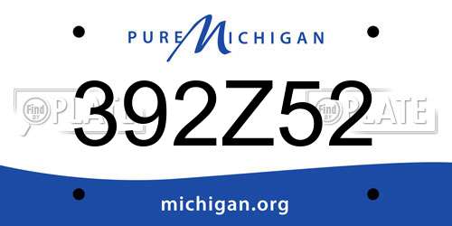 392Z52 Michigan License Plate