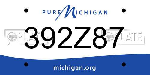 392Z87 Michigan License Plate