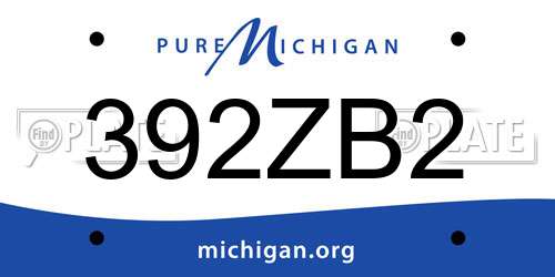 392ZB2 Michigan License Plate