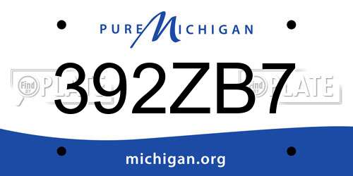 392ZB7 Michigan License Plate