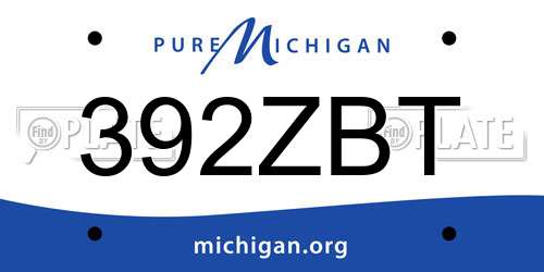 392ZBT Michigan License Plate