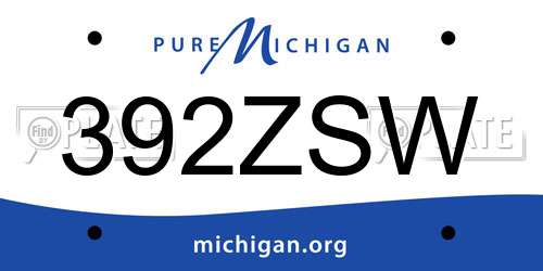 392ZSW Michigan License Plate