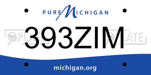 393ZIM Michigan License Plate