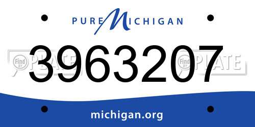 3963207 Michigan License Plate