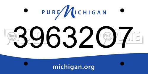 39632O7 Michigan License Plate