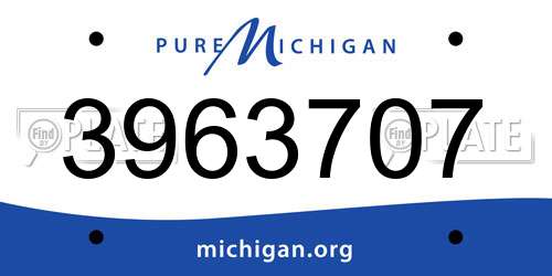 3963707 Michigan License Plate