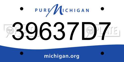 39637D7 Michigan License Plate
