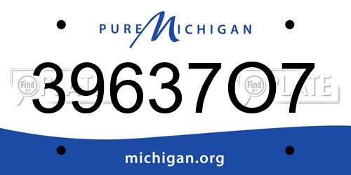 39637O7 Michigan License Plate