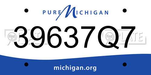 39637Q7 Michigan License Plate