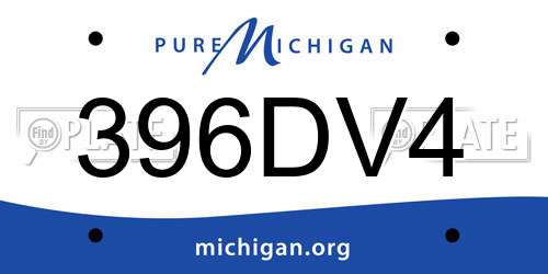 396DV4 Michigan License Plate