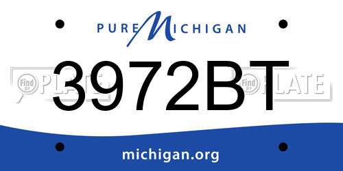 3972BT Michigan License Plate