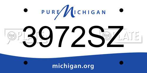 3972SZ Michigan License Plate