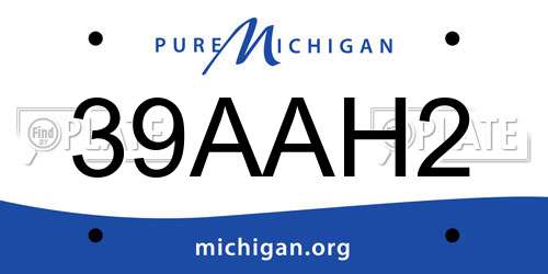 39AAH2 Michigan License Plate