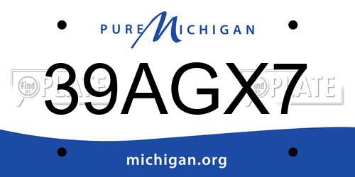 39AGX7 Michigan License Plate