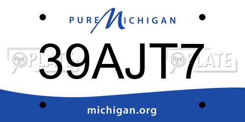 39AJT7 Michigan License Plate