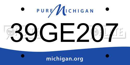 39GE207 Michigan License Plate