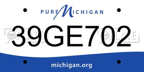 39GE702 Michigan License Plate