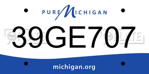 39GE707 Michigan License Plate