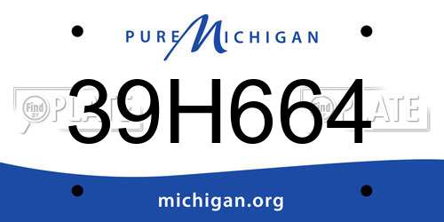 39H664 Michigan License Plate