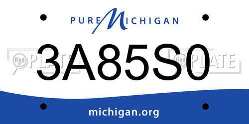 3A85S0 Michigan License Plate