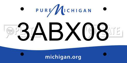 3ABX08 Michigan License Plate