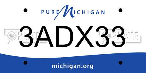 3ADX33 Michigan License Plate