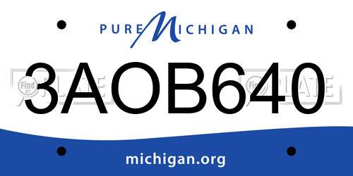 3AOB640 Michigan License Plate
