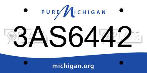3AS6442 Michigan License Plate
