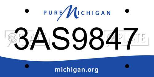 3AS9847 Michigan License Plate