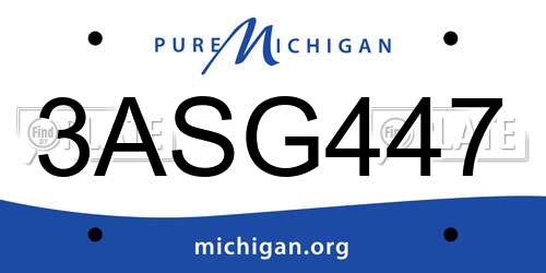 3ASG447 Michigan License Plate