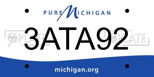 3ATA92 Michigan License Plate
