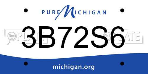 3B72S6 Michigan License Plate
