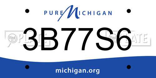 3B77S6 Michigan License Plate