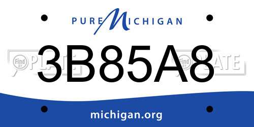 3B85A8 Michigan License Plate