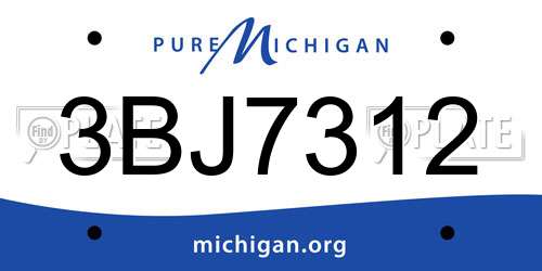 3BJ7312 Michigan License Plate