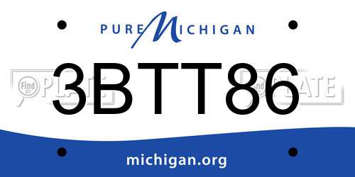 3BTT86 Michigan License Plate