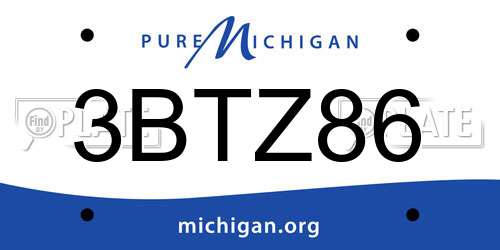 3BTZ86 Michigan License Plate