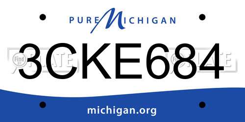 3CKE684 Michigan License Plate