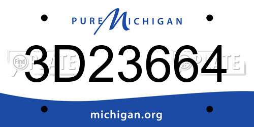 3D23664 Michigan License Plate