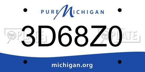 3D68Z0 Michigan License Plate